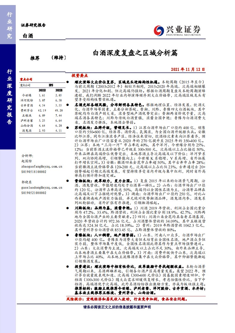 食品饮料-白酒深度复盘之区域分析篇-兴业证券[赵国防,郭晓东]-20211114【44页】